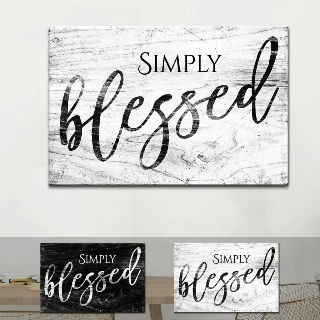 simply blessed wall art canvas modern farmhouse christian wall decor (Landscape) (view 3)