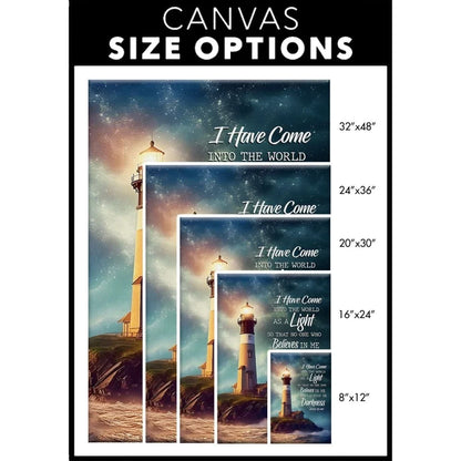 john 12 46 i have come into the world as a light lighthouse wall art canvas (view 4)