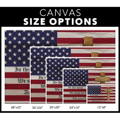 stand for the flag and kneel for the cross american flag and cross patriotic wall art canvas (Landscape) (view 4)