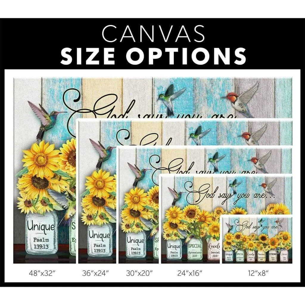 christian wall art god says you are canvas hummingbird sunflower (Landscape) (view 4)