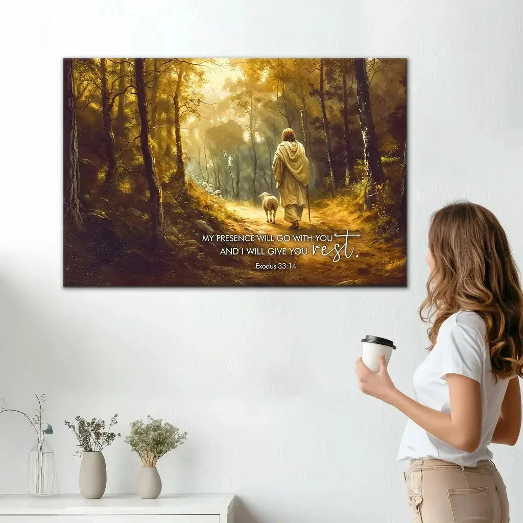 exodus 33 14 my presence will go with you wall art canvas (Landscape) (view 7)