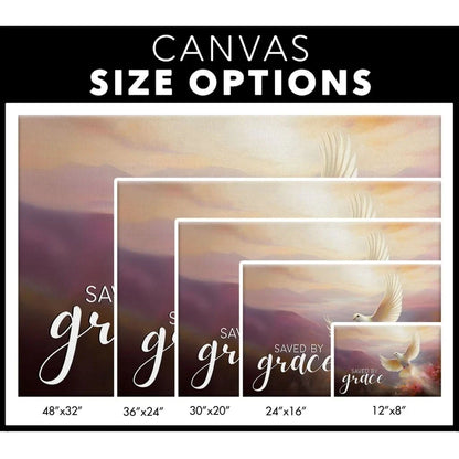 saved by grace canvas divine sunrise and dove christian wall art (Landscape) (view 3)