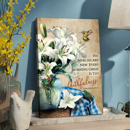 his mercies are new every morning lily flower christian wall art (Landscape) (view 5)