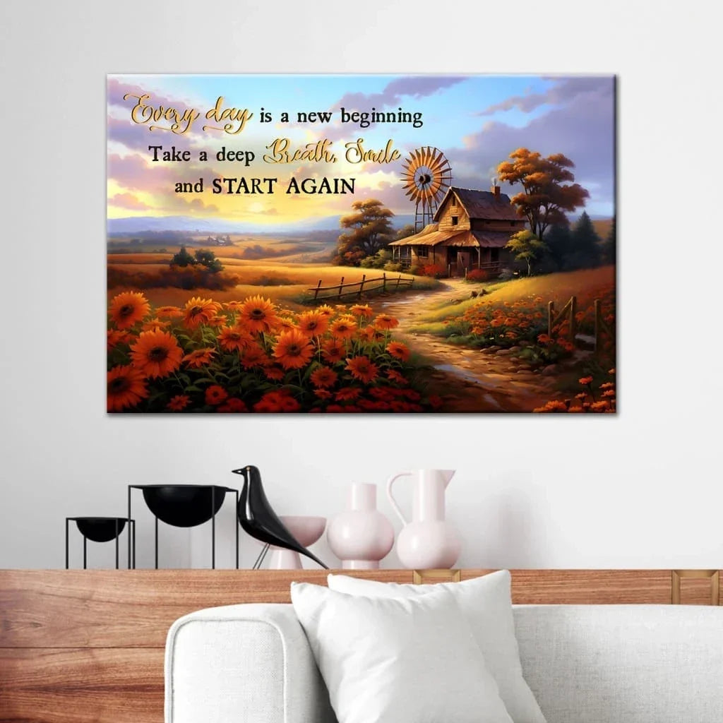 every day is a new beginning american barn wall art canvas (Landscape) (view 4)