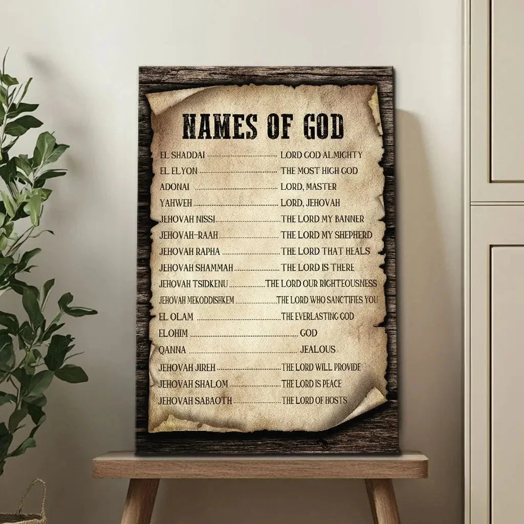 names of god wall art canvas print (view 7)