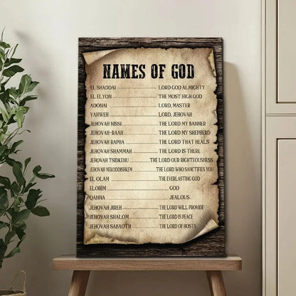names of god wall art canvas print (view 7)