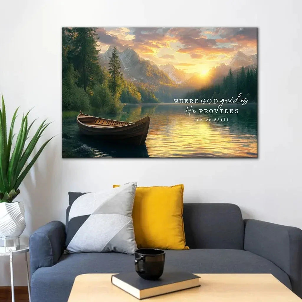 where god guides he provides isaiah 58 11 wall art canvas (Landscape) (view 5)