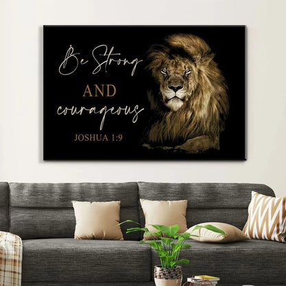 lion of judah be strong and courageous joshua 1 9 wall art canvas (Landscape) (view 4)