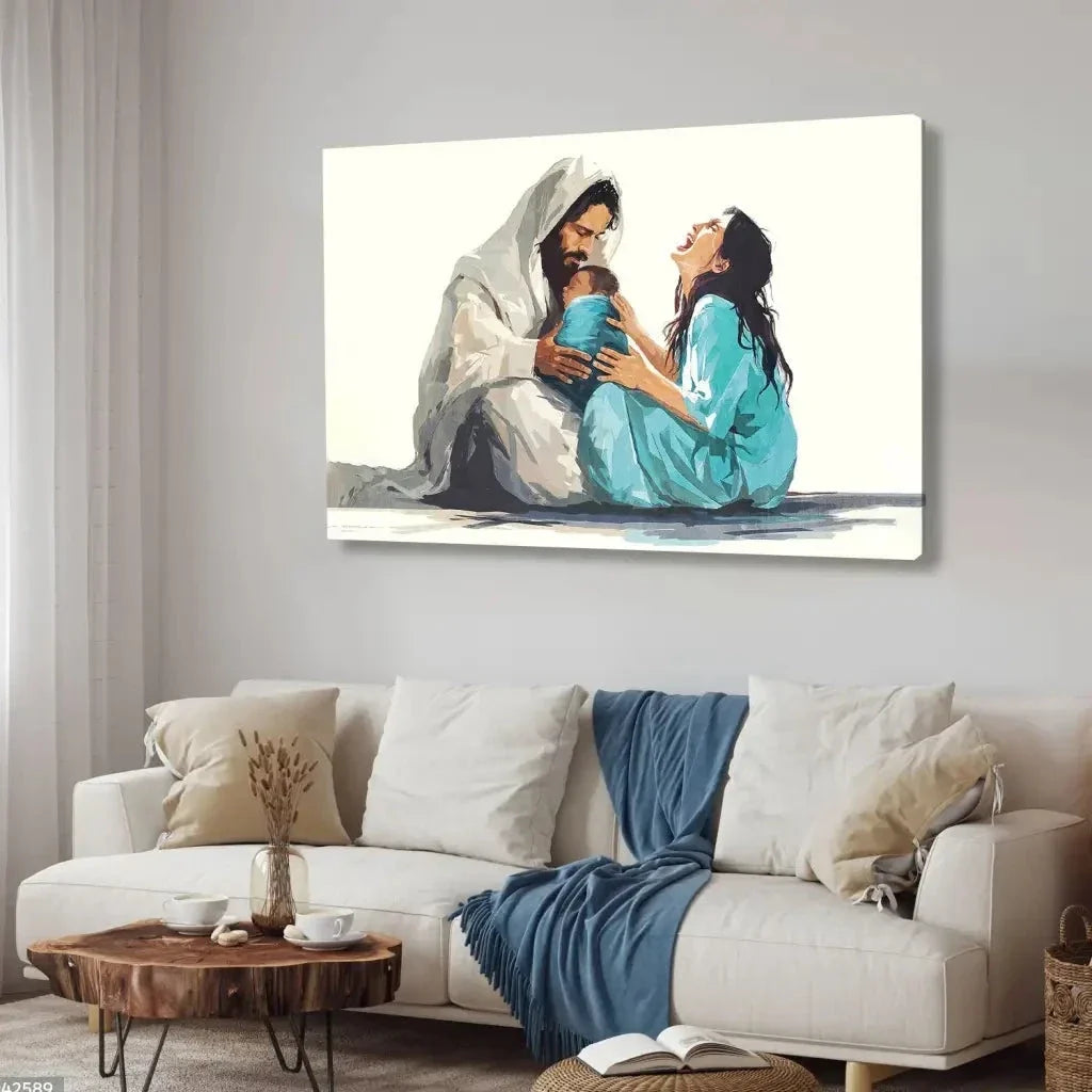 jesus is close to the brokenhearted woman christian wall art canvas (Landscape) (view 8)