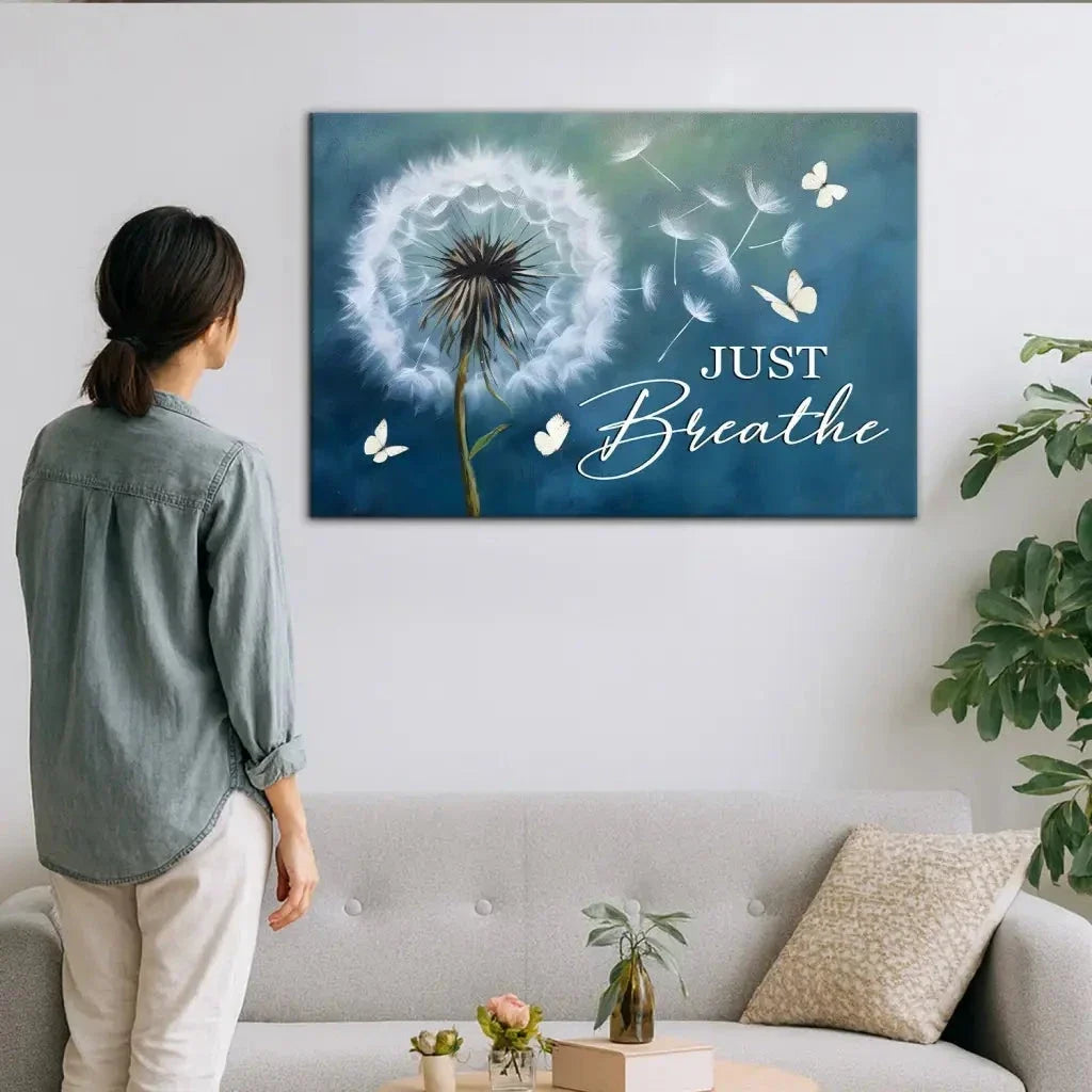 just breathe wall art canvas christian wall art (Landscape) (view 5)