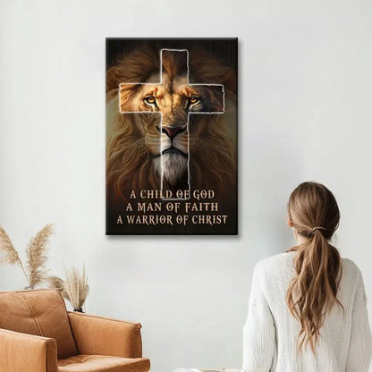 christian wall art a child of god a man of faith a warrior of christ canvas (view 5)