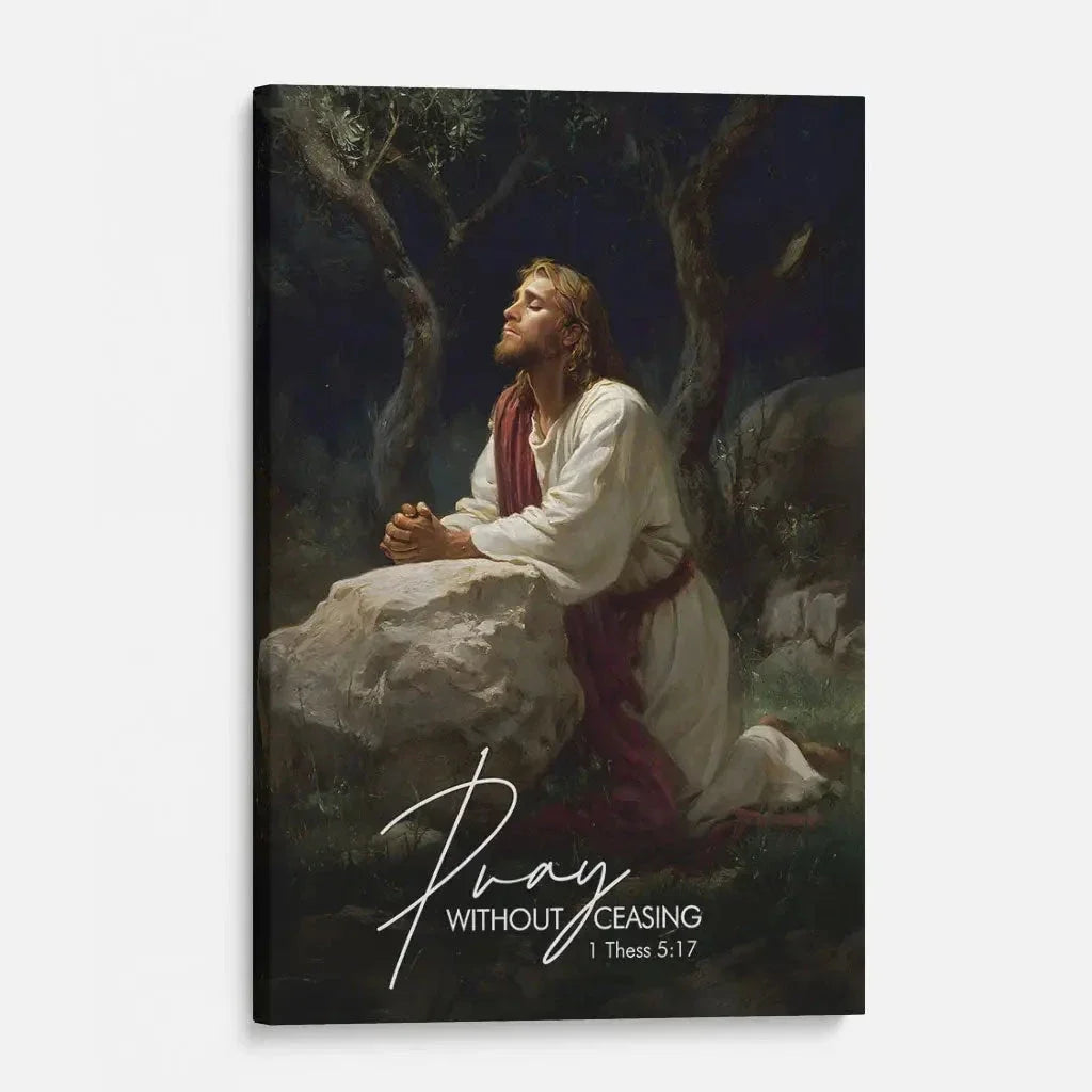 pray without ceasing jesus praying in the garden of gethsemane christian wall art canvas (view 7)