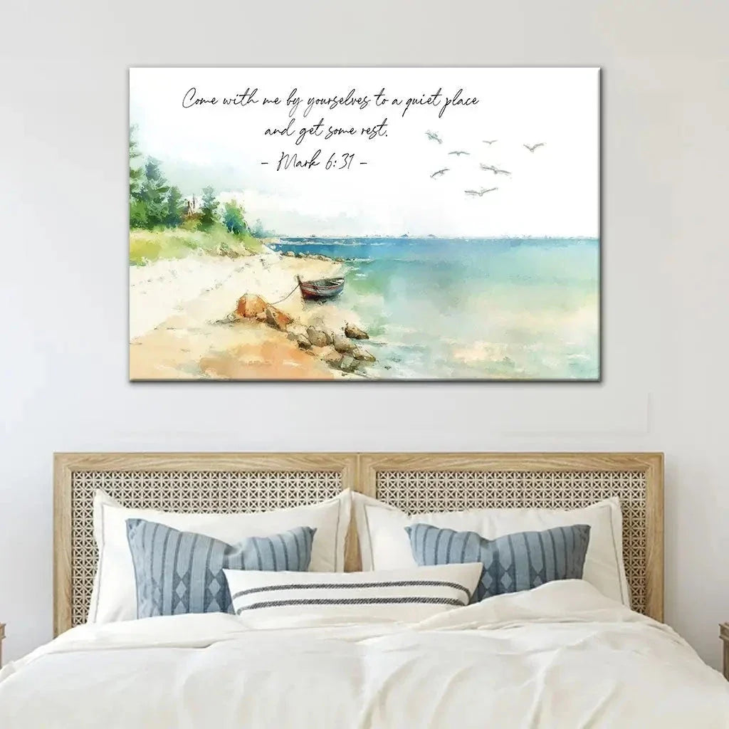 mark 6 31 come with me by yourselves to a quiet place wall art canvas (Landscape) (view 6)