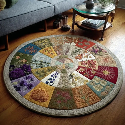 Petal Mandala Quilted Round Mat