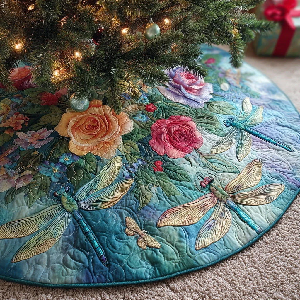 Petal Spirit Christmas Quilted Tree Skirt