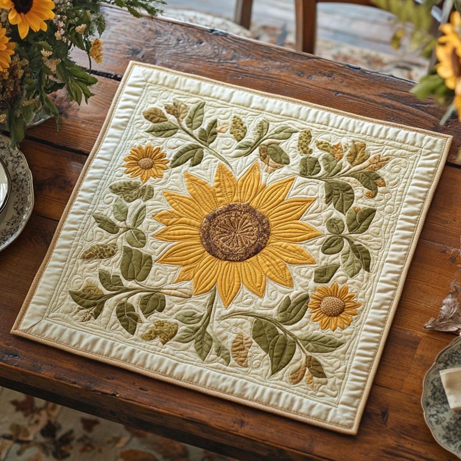 Petals in Motion Quilted Table Topper