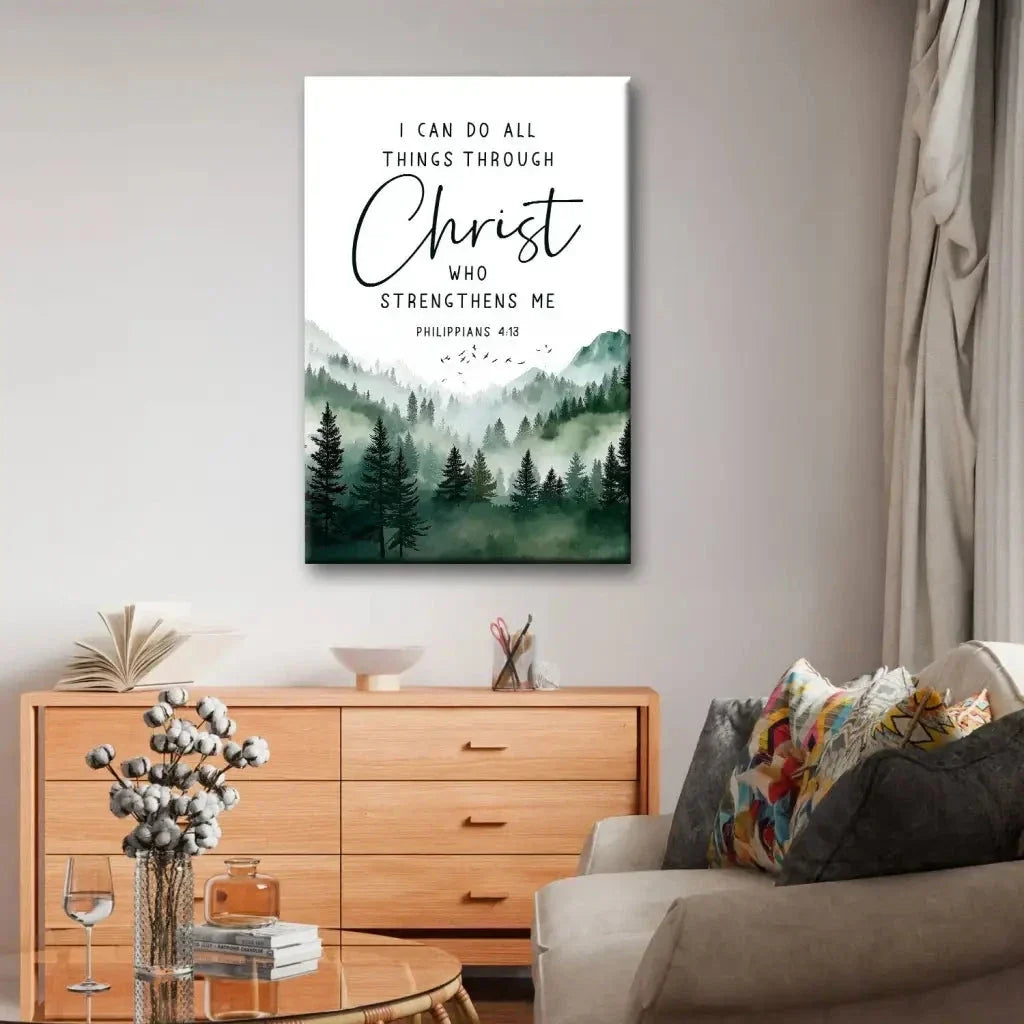 philippians 4 13 i can do all things through christ wall art canvas print (Landscape) (view 5)