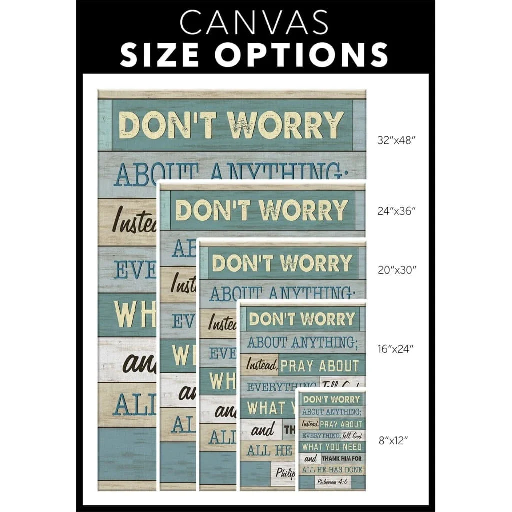 philippians 4 6 don t worry about anything bible verse christian wall art canvas print (view 5)