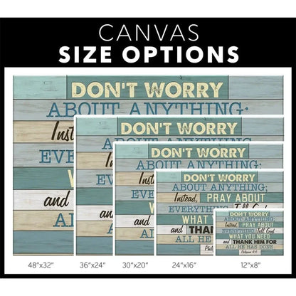philippians 4 6 don t worry about anything bible verse christian wall art canvas print (view 7)
