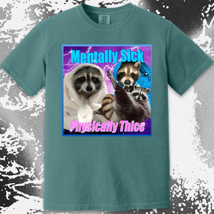 Mentally Sick Physically Thicc Raccoon T-Shirt, funny meme tee gift (view 14)