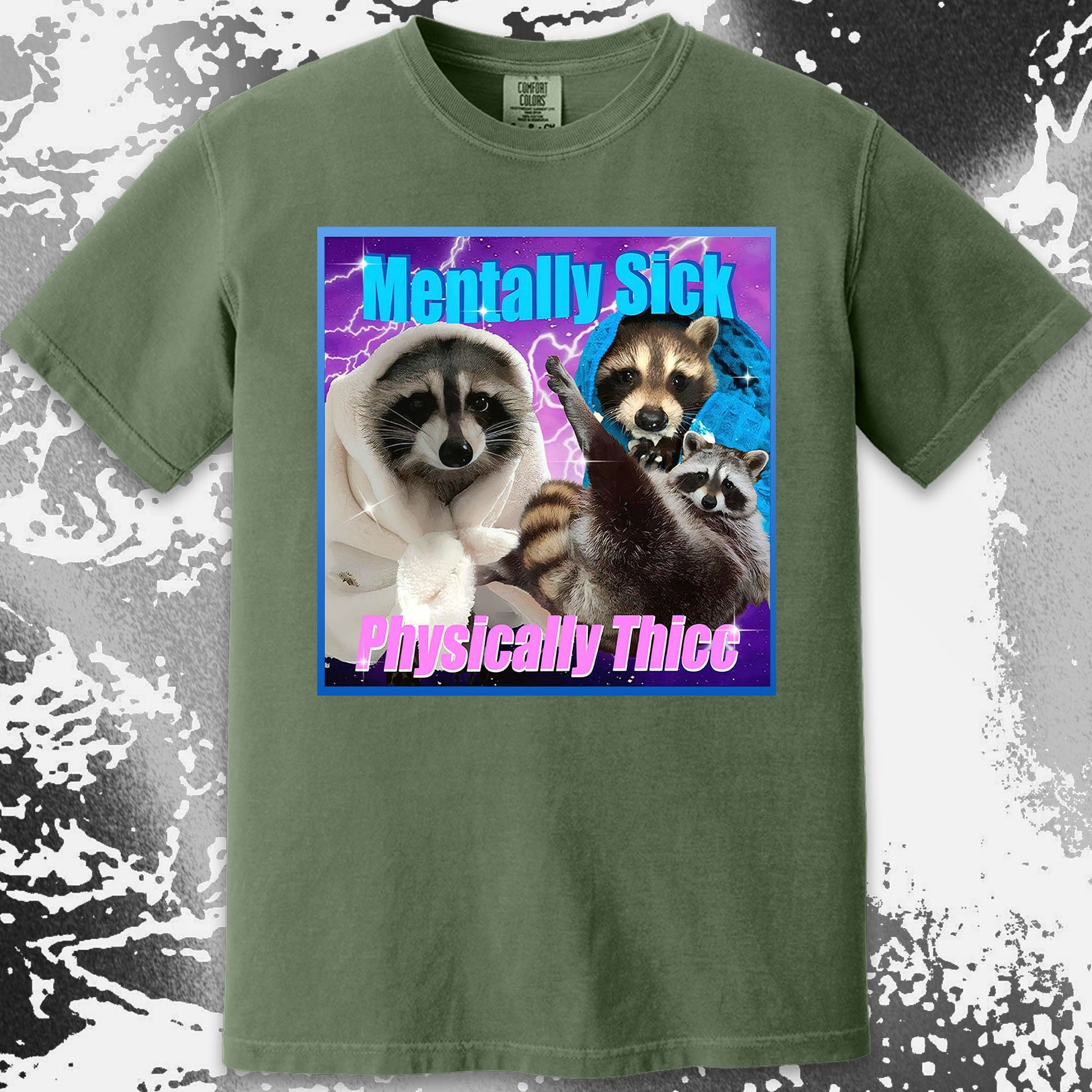 Mentally Sick Physically Thicc Raccoon T-Shirt, funny meme tee gift (view 7)
