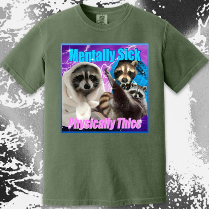 Mentally Sick Physically Thicc Raccoon T-Shirt, funny meme tee gift (view 7)