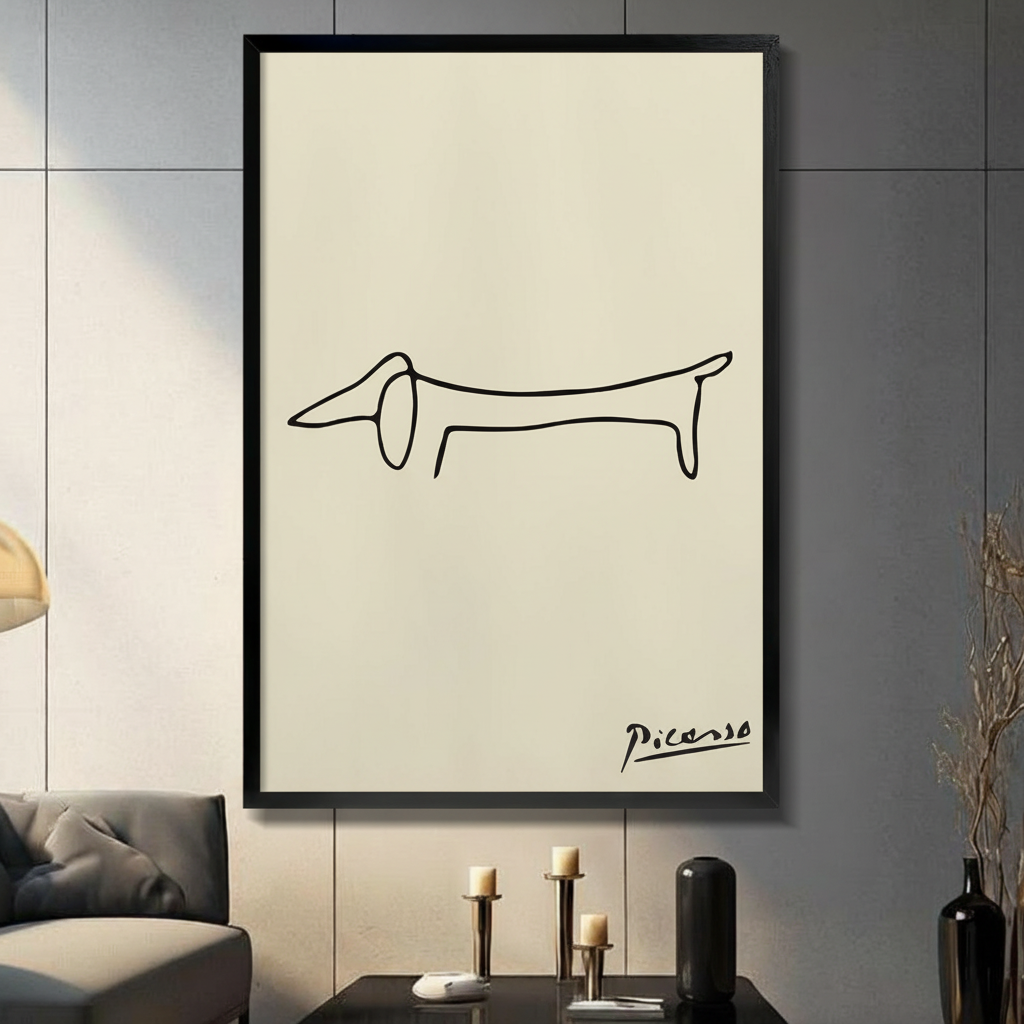 Picasso Dachshund Line Art Canvas Wall Decor Wall Art