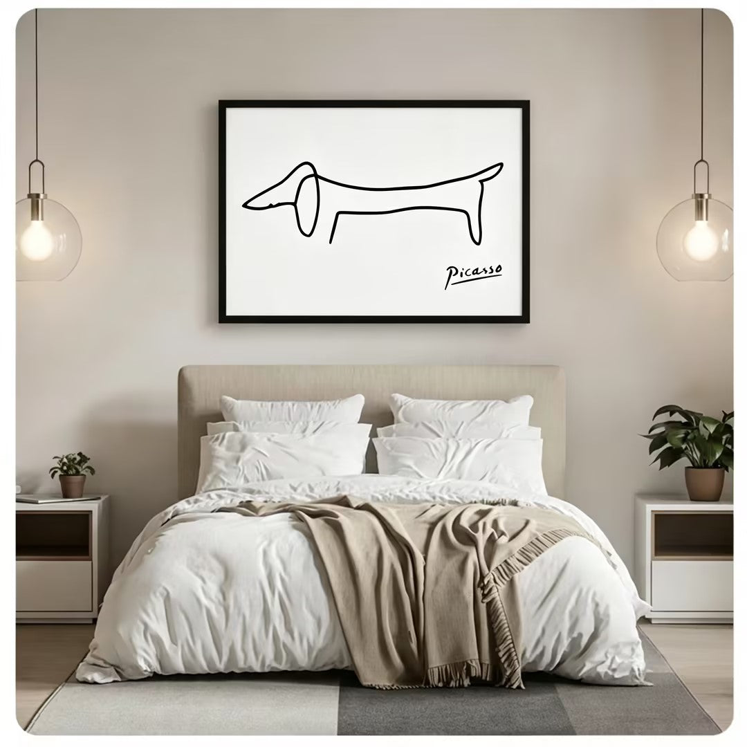 Picasso Dachshund Minimalist Line Art Canvas Wall Art