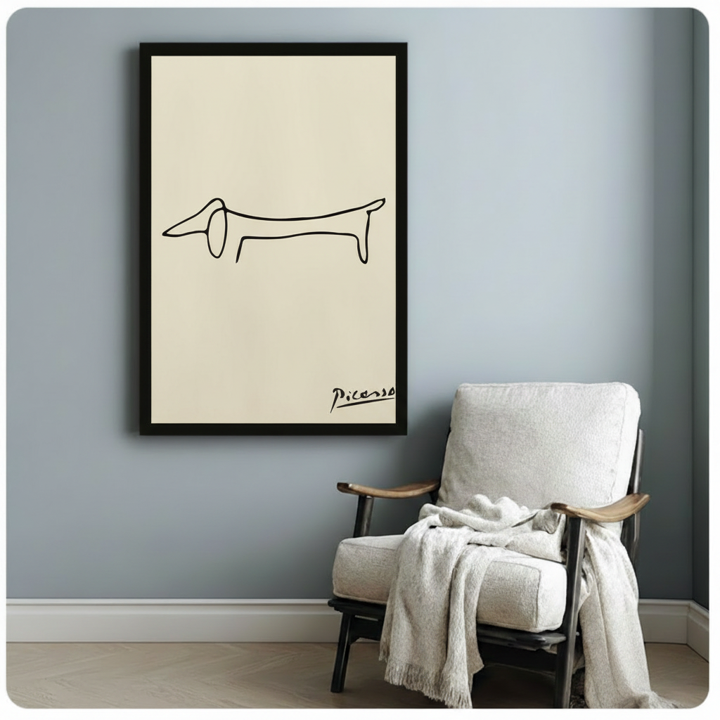 Picasso Dachshund Line Art Canvas Wall Decor Wall Art