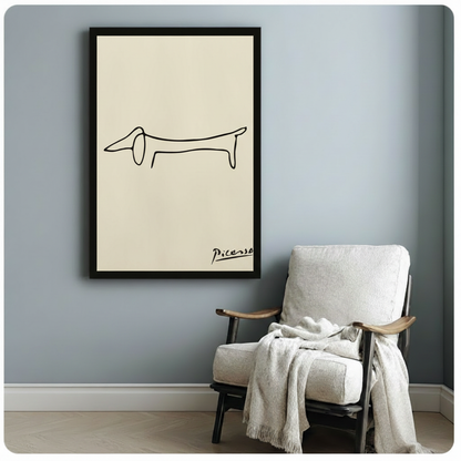 Picasso Dachshund Line Art Canvas Wall Decor Wall Art