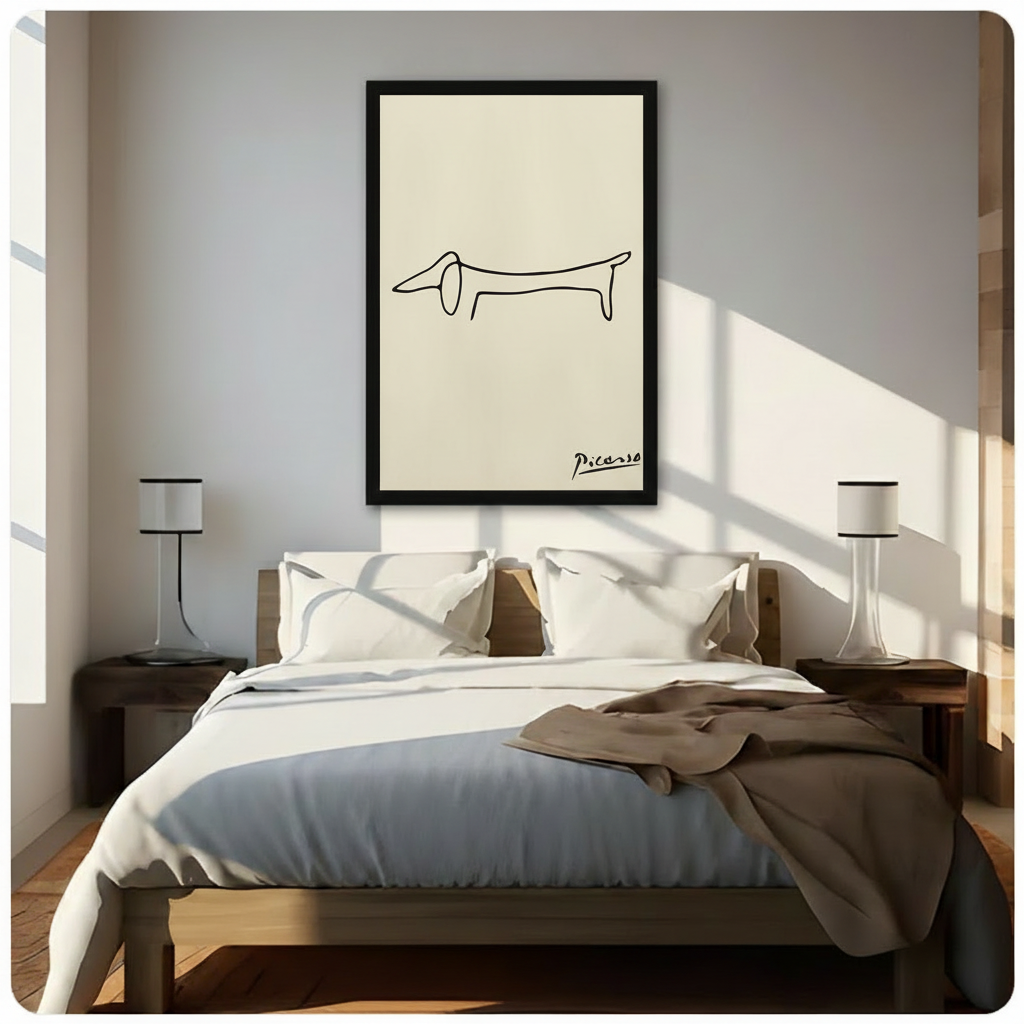 Picasso Dachshund Line Art Canvas Wall Decor Wall Art