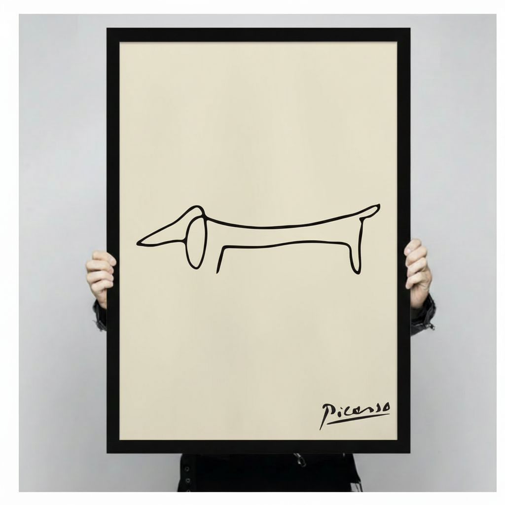 Picasso Dachshund Line Art Canvas Wall Decor Wall Art