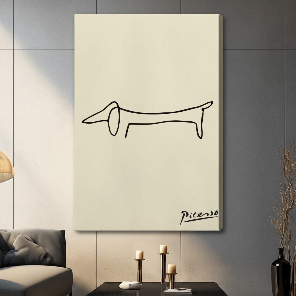 Picasso Dachshund Line Art Canvas Wall Decor Wall Art