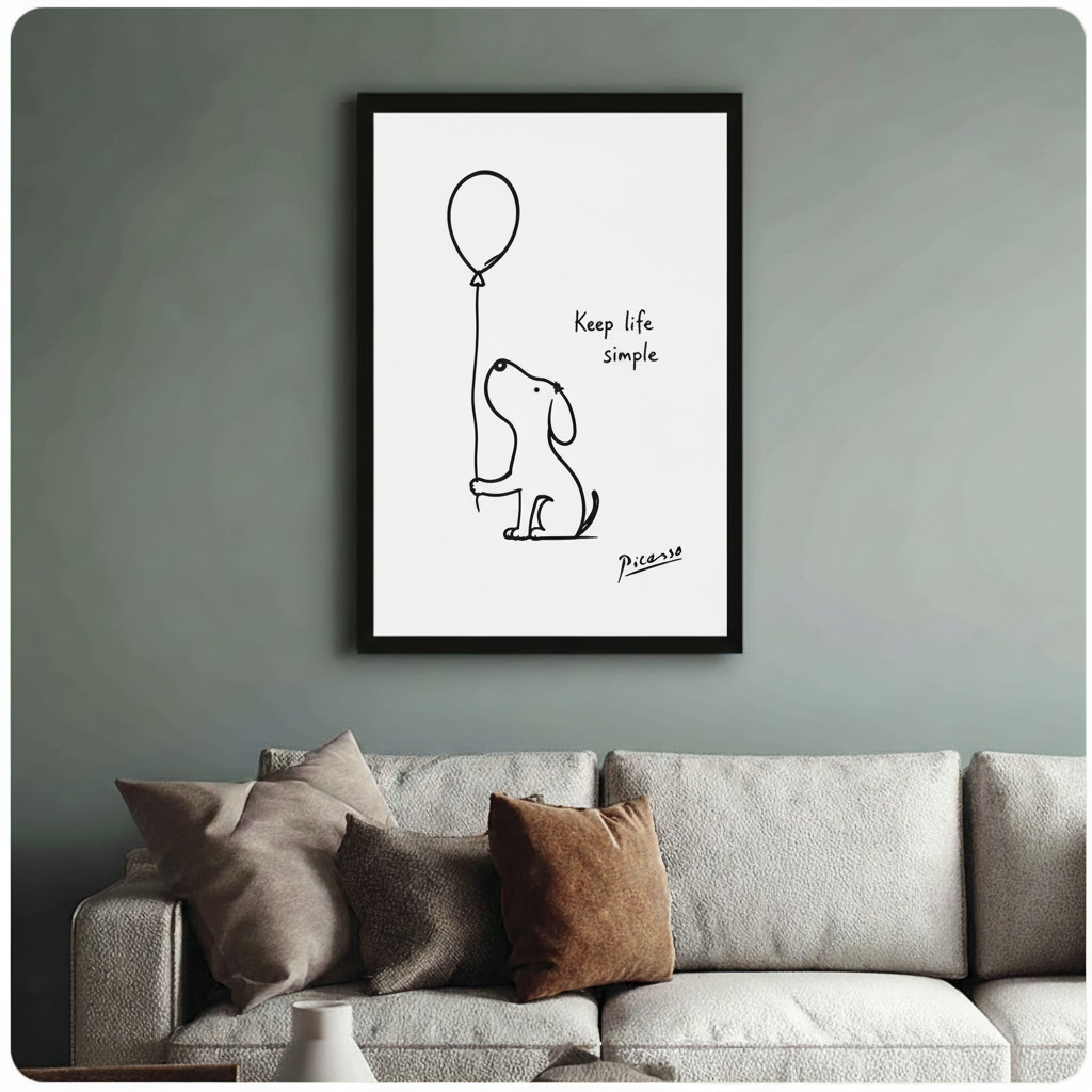 Picasso Dog Balloon Keep Life Simple Canvas Print