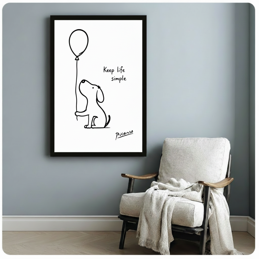 Picasso Dog Balloon Keep Life Simple Canvas Print