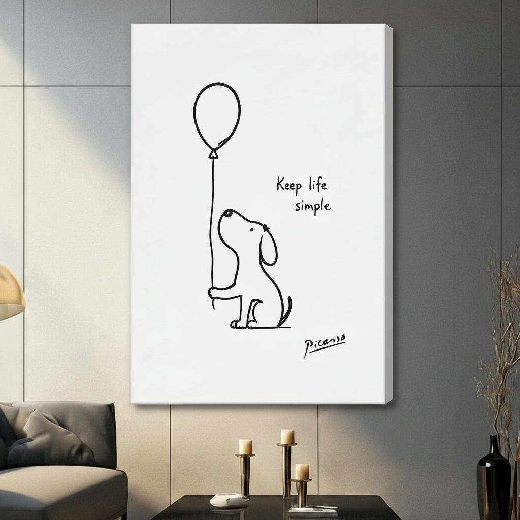Picasso Dog Balloon Keep Life Simple Canvas Print