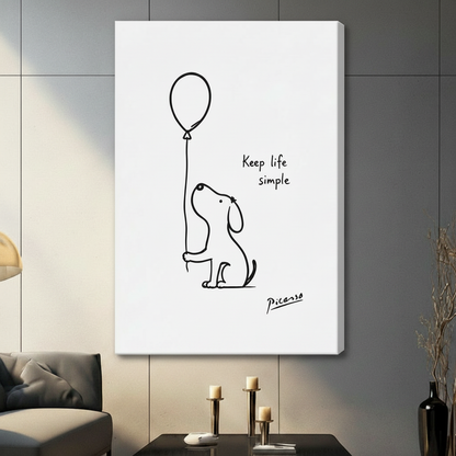 Picasso Dog Balloon Keep Life Simple Canvas Print