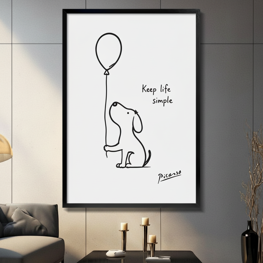 Picasso Dog Balloon Keep Life Simple Canvas Print