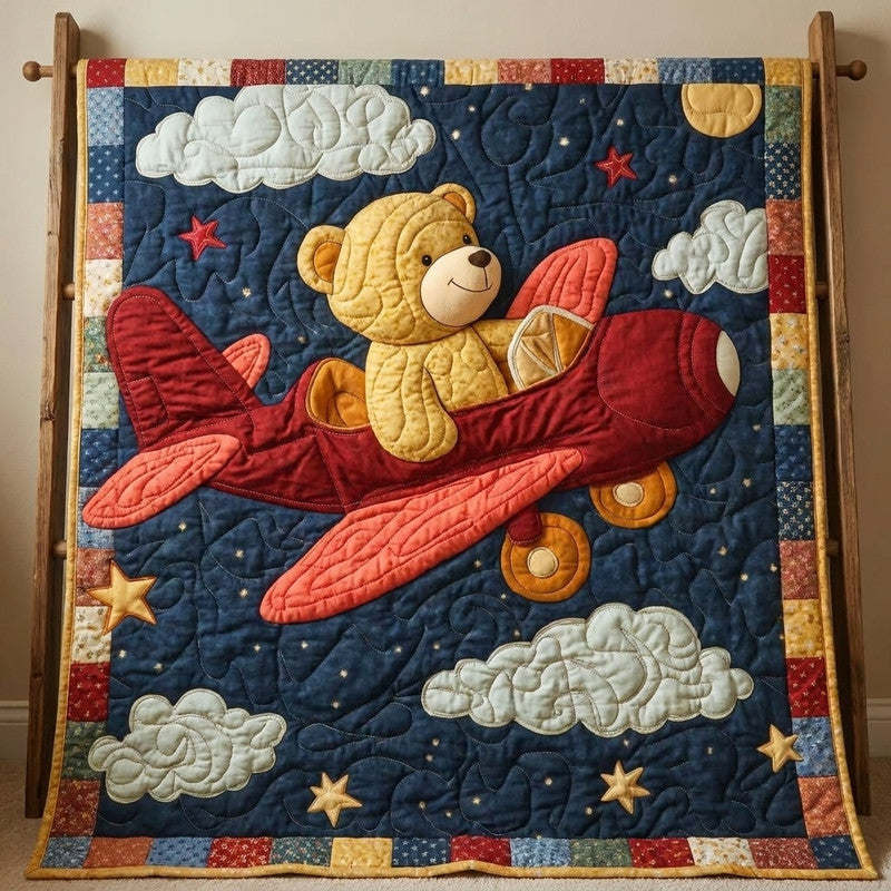 Pilot Bear Quilt Blanket - Quilted Blanket by Wild and Way