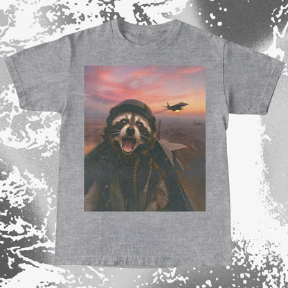 Raccoon Fighter Pilot Tee – Adrenaline at Dusk, funny meme tee gift (view 10)