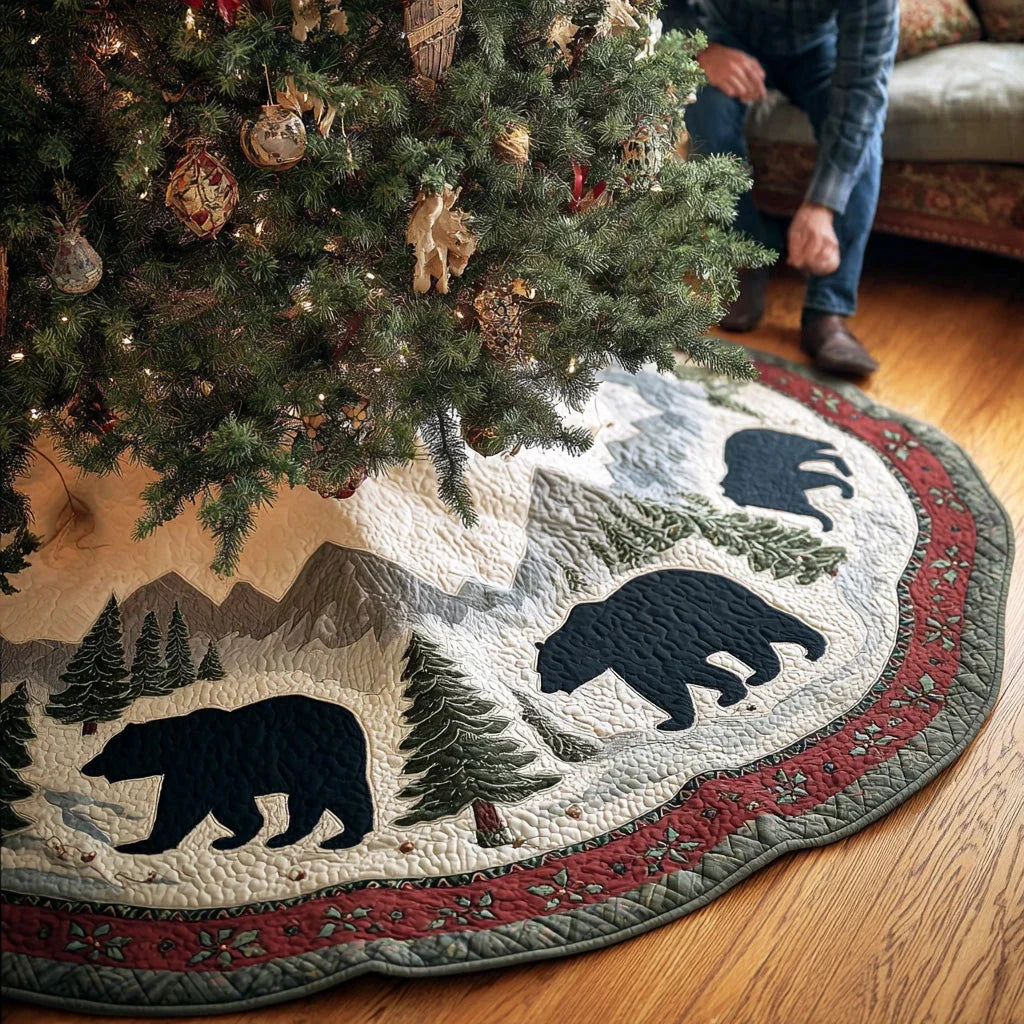 Pine Hollow Bear Christmas Quilted Tree Skirt