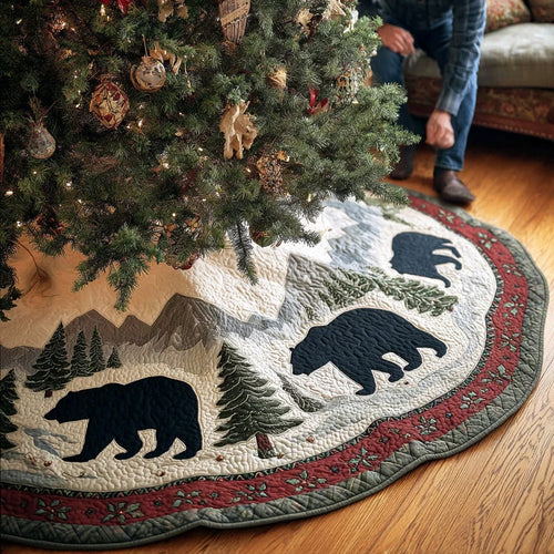 Pine Hollow Bear Christmas Quilted Tree Skirt