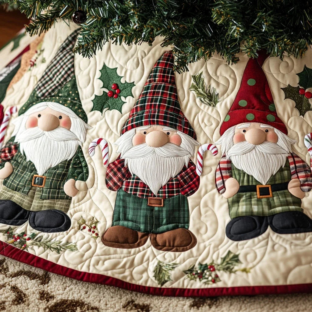 Pines and Plaids Quilted Christmas Tree Skirt