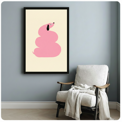 Minimalist Pink Dachshund Canvas Wall Art