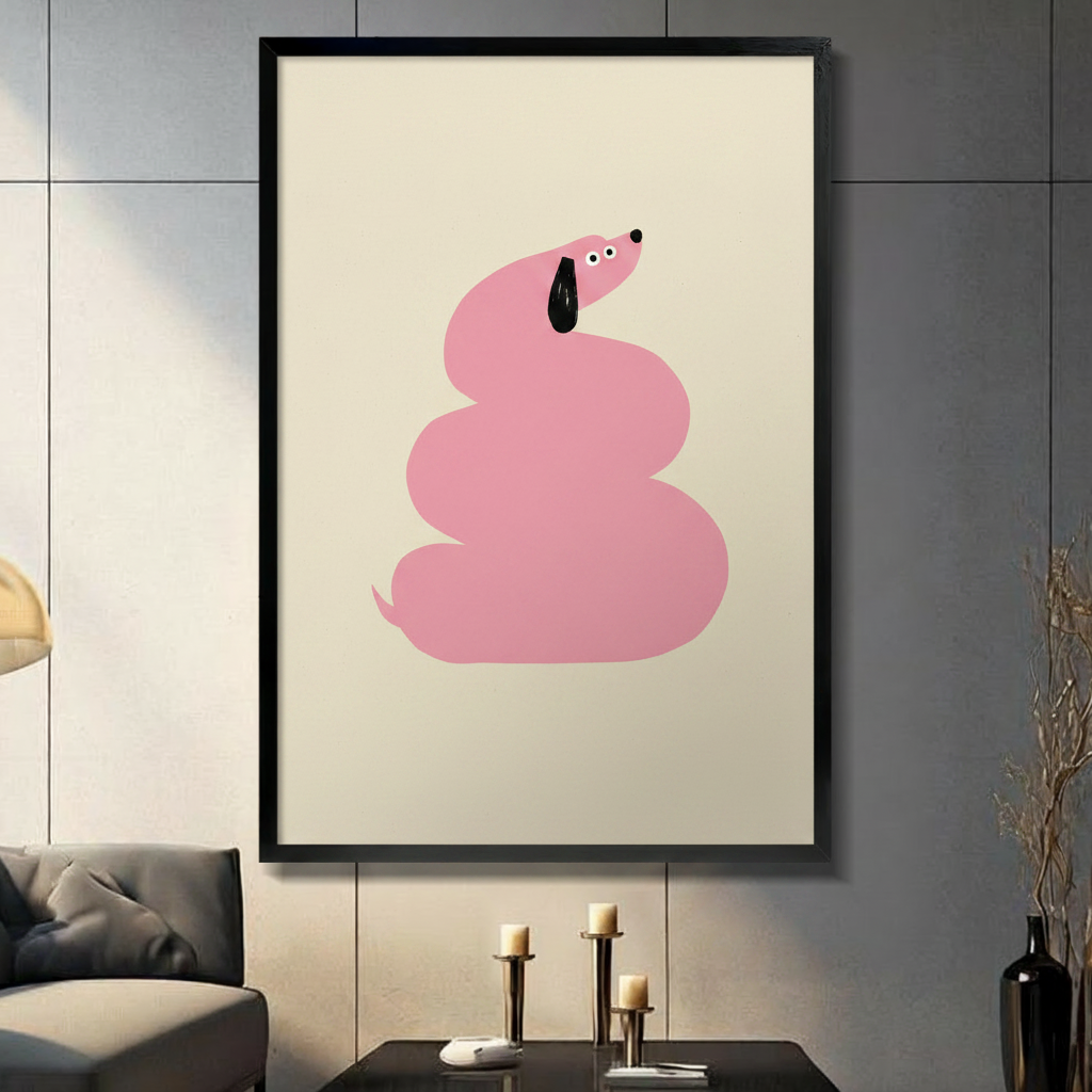 Minimalist Pink Dachshund Canvas Wall Art