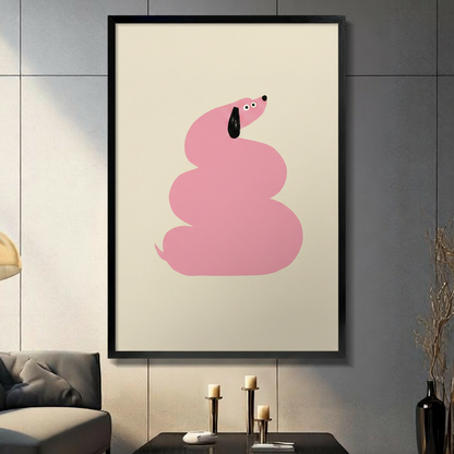 Minimalist Pink Dachshund Canvas Wall Art