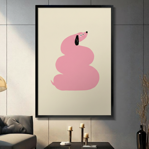 Minimalist Pink Dachshund Canvas Wall Art