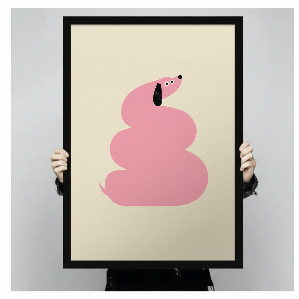 Minimalist Pink Dachshund Canvas Wall Art