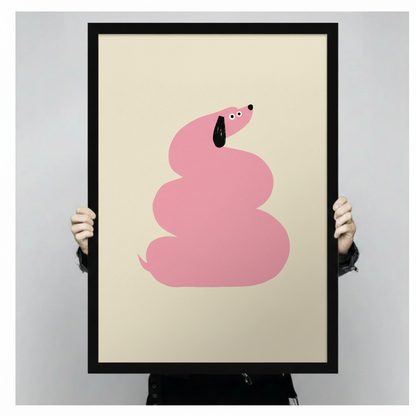 Minimalist Pink Dachshund Canvas Wall Art