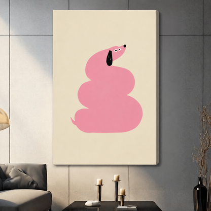 Minimalist Pink Dachshund Canvas Wall Art